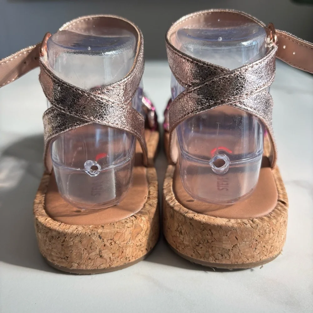 Steve Madden Girls' Layny sandal metallic woven strap sz 4